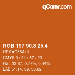 カラーコード: RGB 197 90.8 25.4 | qconv.com