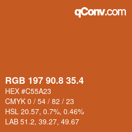 カラーコード: RGB 197 90.8 35.4 | qconv.com