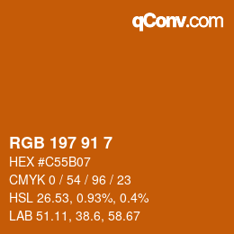 Color code: RGB 197 91 7 | qconv.com