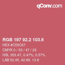 カラーコード: RGB 197 92.2 103.6 | qconv.com