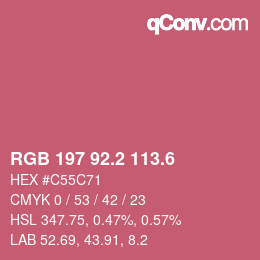 カラーコード: RGB 197 92.2 113.6 | qconv.com