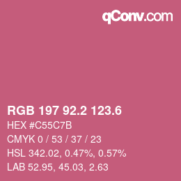 カラーコード: RGB 197 92.2 123.6 | qconv.com