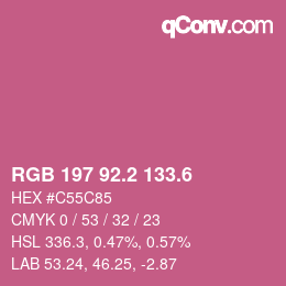 カラーコード: RGB 197 92.2 133.6 | qconv.com
