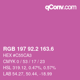 カラーコード: RGB 197 92.2 163.6 | qconv.com