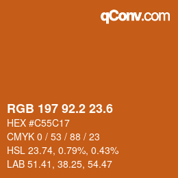 カラーコード: RGB 197 92.2 23.6 | qconv.com