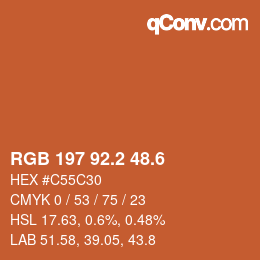 カラーコード: RGB 197 92.2 48.6 | qconv.com