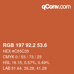 カラーコード: RGB 197 92.2 53.6 | qconv.com