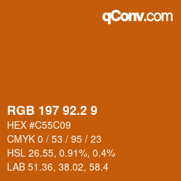 カラーコード: RGB 197 92.2 9 | qconv.com