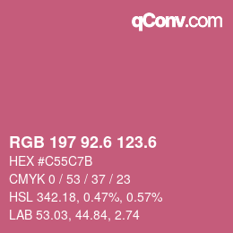 カラーコード: RGB 197 92.6 123.6 | qconv.com