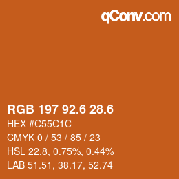 カラーコード: RGB 197 92.6 28.6 | qconv.com