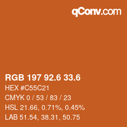 カラーコード: RGB 197 92.6 33.6 | qconv.com