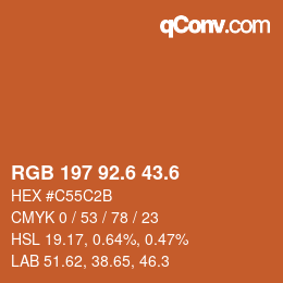 カラーコード: RGB 197 92.6 43.6 | qconv.com