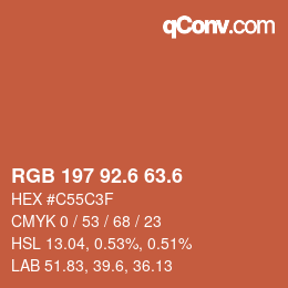 カラーコード: RGB 197 92.6 63.6 | qconv.com