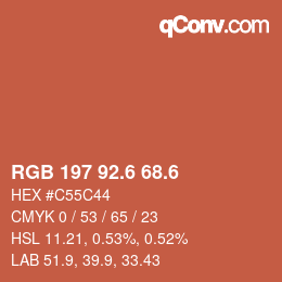 カラーコード: RGB 197 92.6 68.6 | qconv.com