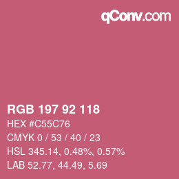 カラーコード: RGB 197 92 118 | qconv.com