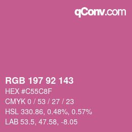 カラーコード: RGB 197 92 143 | qconv.com