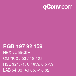 カラーコード: RGB 197 92 159 | qconv.com