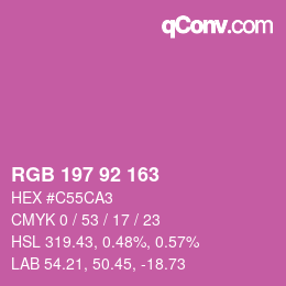 カラーコード: RGB 197 92 163 | qconv.com