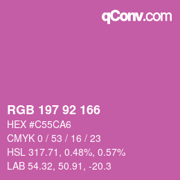 カラーコード: RGB 197 92 166 | qconv.com