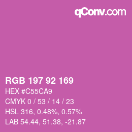 カラーコード: RGB 197 92 169 | qconv.com
