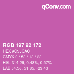 カラーコード: RGB 197 92 172 | qconv.com