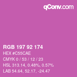 カラーコード: RGB 197 92 174 | qconv.com
