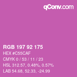 カラーコード: RGB 197 92 175 | qconv.com