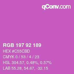カラーコード: RGB 197 92 189 | qconv.com