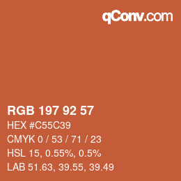 カラーコード: RGB 197 92 57 | qconv.com