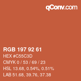 カラーコード: RGB 197 92 61 | qconv.com