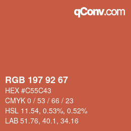 カラーコード: RGB 197 92 67 | qconv.com