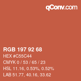 カラーコード: RGB 197 92 68 | qconv.com