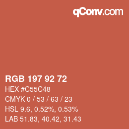 カラーコード: RGB 197 92 72 | qconv.com