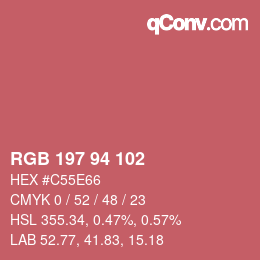 Farbcode: RGB 197 94 102 | qconv.com