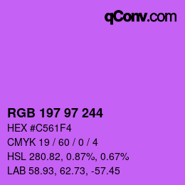 Color code: RGB 197 97 244 | qconv.com