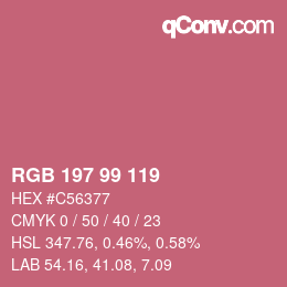 颜色代码: RGB 197 99 119 | qconv.com