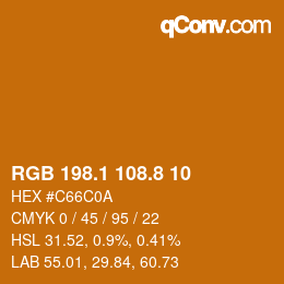 カラーコード: RGB 198.1 108.8 10 | qconv.com