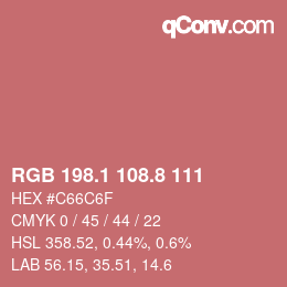 カラーコード: RGB 198.1 108.8 111 | qconv.com