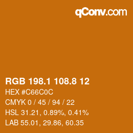 カラーコード: RGB 198.1 108.8 12 | qconv.com