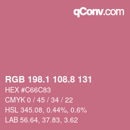 カラーコード: RGB 198.1 108.8 131 | qconv.com