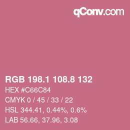 カラーコード: RGB 198.1 108.8 132 | qconv.com
