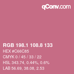 カラーコード: RGB 198.1 108.8 133 | qconv.com