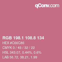 カラーコード: RGB 198.1 108.8 134 | qconv.com