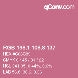 カラーコード: RGB 198.1 108.8 137 | qconv.com