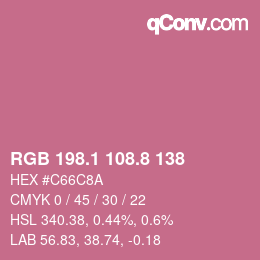 カラーコード: RGB 198.1 108.8 138 | qconv.com