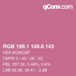 カラーコード: RGB 198.1 108.8 143 | qconv.com
