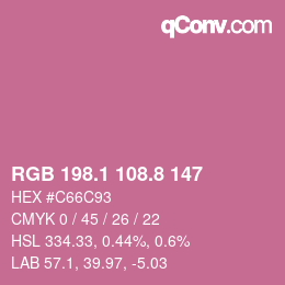 カラーコード: RGB 198.1 108.8 147 | qconv.com