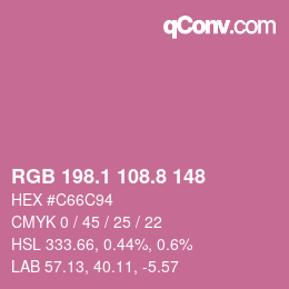 カラーコード: RGB 198.1 108.8 148 | qconv.com