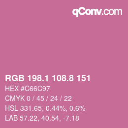 カラーコード: RGB 198.1 108.8 151 | qconv.com