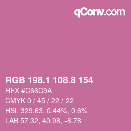 カラーコード: RGB 198.1 108.8 154 | qconv.com